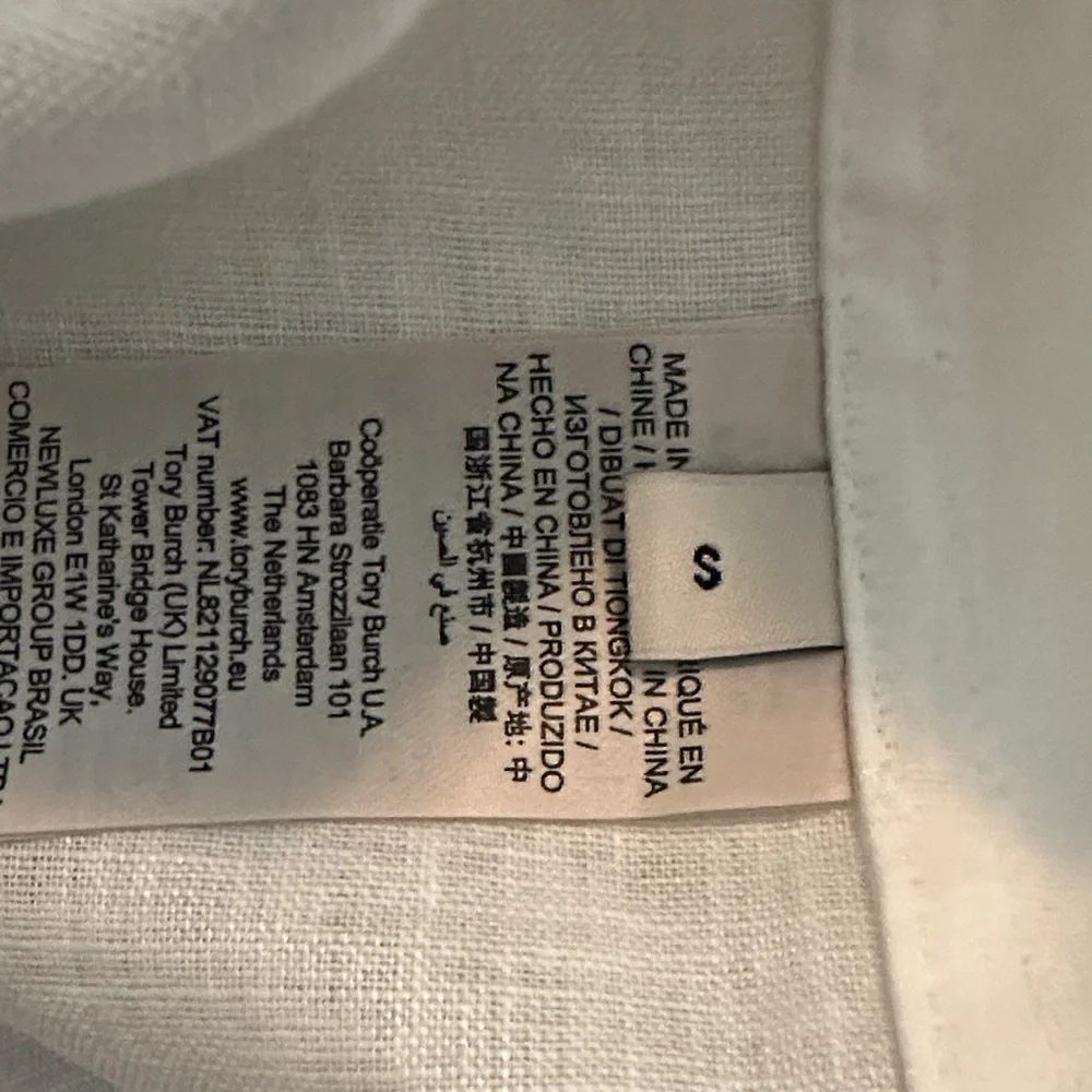 Tory Burch Linen Tunic Shirt White w/ Brown Contrast Taping Size S NWOT - Picture 9 of 9